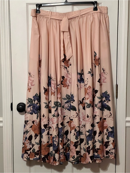 Cato Dresses & Skirts - Cato Floral Maxi Skirt 22/24 Plus Pink Pocketed Tie Waist Cottagecore
